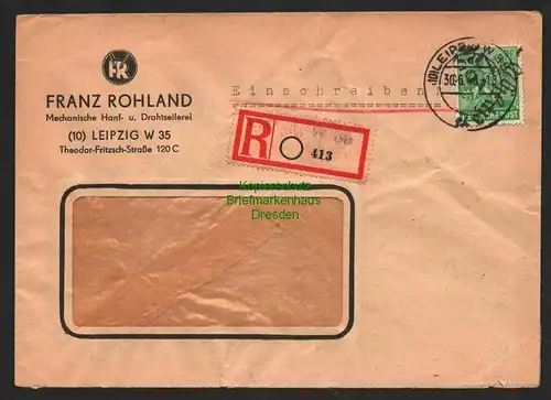h6017 SBZ Handstempel Bezirk 27 Leipzig W35 Brief Einschreiben 84 Pfg. 181