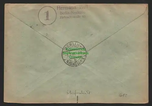 h6085 SBZ Handstempel Bezirk 3 Brief Einschreiben Berlin 66 84 Pfg. 181 , 24 174