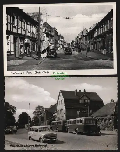 151681 2 AK Rotenburg i. Hannover Große Straße 1958Bahnhof Straßenseite um 1965