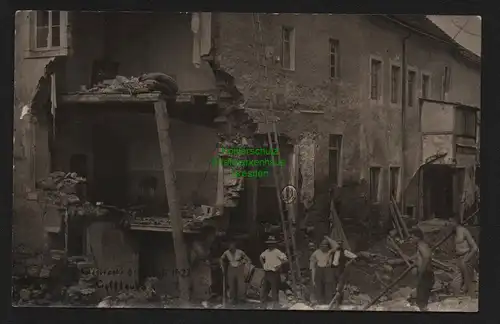 151697 AK Gottleuba 1927 Hochwasser Unwetterkatstrophe Ruine Arbeiter Baustelle