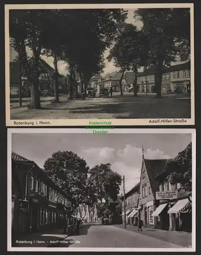 151538 2 AK Rotenburg in Hannover Straße Platz um 1935 Auto u Motorrad Reperatur