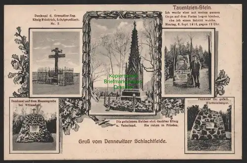 151626 AK Dennewitz Denkmal Gruss vom Schlachtfelde Tauentzien Stein um 1910