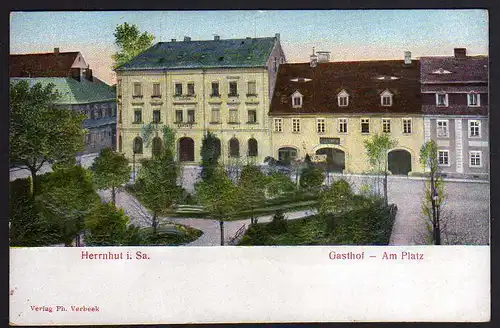 68511 AK Herrnhut 1905 Relief Karte Gasthof Am Platz