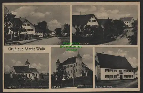 155299 AK Markt Wald 1941 Hauptstraße Kirche Schloß Brauerei Maier