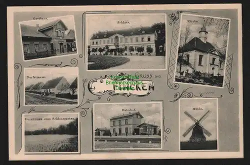155234 AK Fincken bei Röbel um 1910 Gasthaus Schloss Kirche Bahnhof Mühle Mole