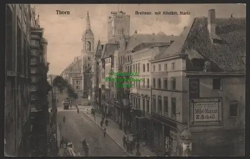 155289 AK Thorn Torun 1914 Breitestraße mit Altstädter Markt Möbel Magazin Schal