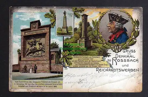 128640 AK Reichardtswerben Weißenfels Litho 1910 Denkmal Schloss bei Rossbach