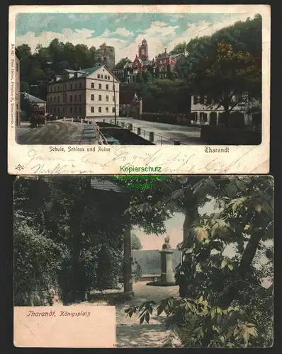 143276 2 AK Tharandt Königsplatz Schule Schloss und Ruine 1902