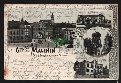 147871 AK Malchin in der Mecklenburger Schweiz Litho Bahnhof Turm Gymnasium 1902
