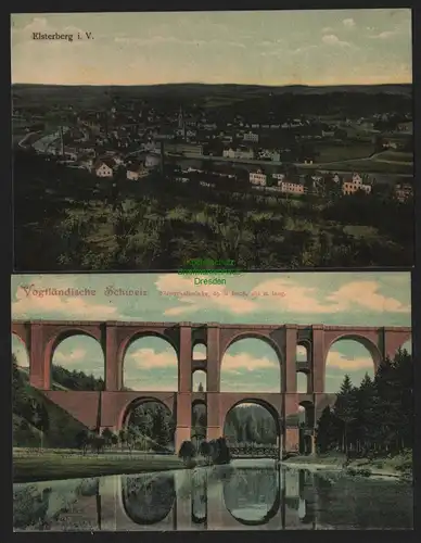 150243 2 AK Elsterberg i. V. Panorama um 19190 Elsterthalbrücke Vogtländische Sc