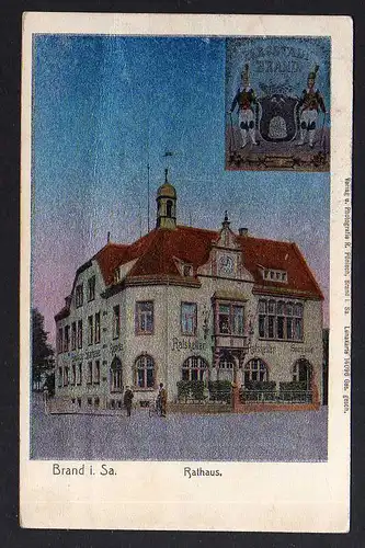92428 AK Bergstadt Brand i. Sa. Rathaus Lunakarte 1908 Gaststätte Ratskeller