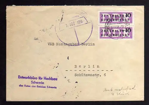 B2338 DDR ZKD 2x 6 Brief Entwurfsbüro für Hochbau Schwerin 1956