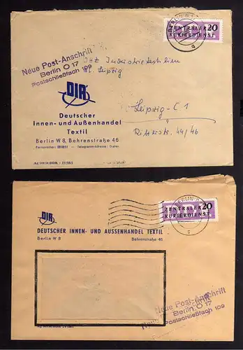 B2414 2x Brief DDR ZKD 7 1956 DIA Deutscher Innen- und Außenhandel Textil Berlin
