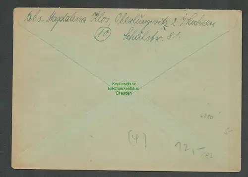 B6280 Brief SBZ Gebühr bezahlt 1946 Oberlungwitz nach Zella-Mehlis