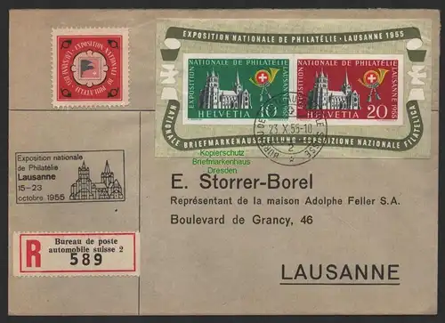B14374 R-Brief Schweiz 1955 Block 15 Lausanne