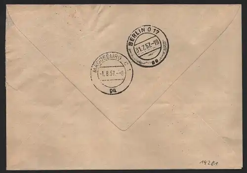 B14281 DDR ZKD Brief 1957 15 1601 Mitte  Ministerium für Kohle und Energie ZKD 1