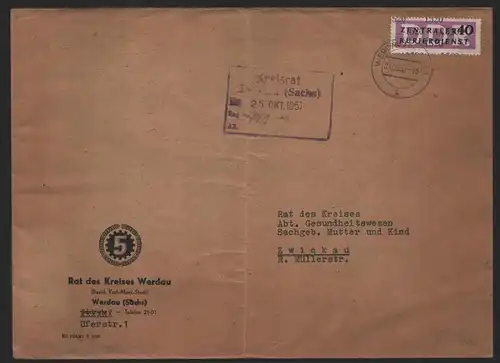 B14254 DDR ZKD Brief 1957 12 1520 Werdau Rat des Kreises an Gesundheitswesen Mut