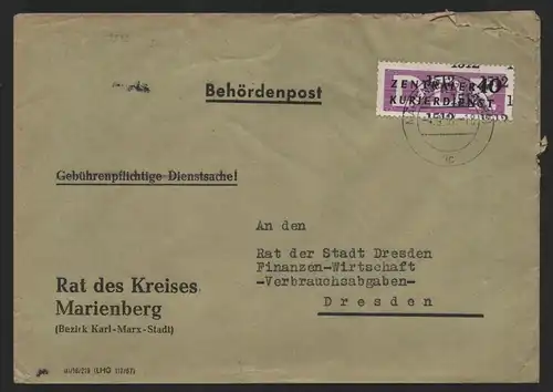 B14237 DDR ZKD Brief 1957 12 1512 Marienberg Rat des Kreises  an Rat der Stadt D