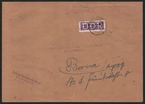 B14169 DDR ZKD Brief 1957 12 1309 Meißen  Deutsche Versicherungsanstalt an  Born