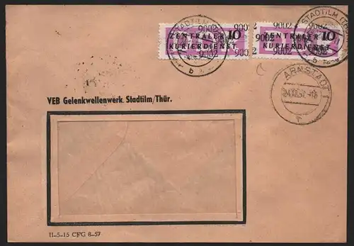 B14061 DDR ZKD Brief 1957 11 9002 Arnstadt VEB Gelenkwellenwerk Stadtilm  an nac