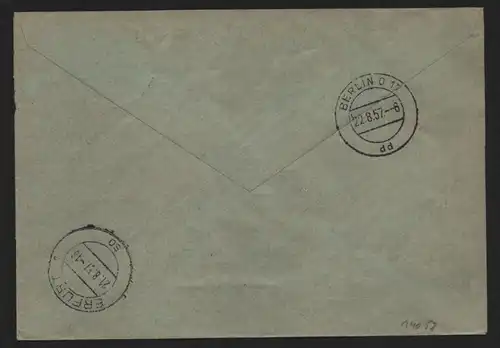 B14058 DDR ZKD Brief 1957 15 9000 Erfurt VEB Promassolwerk Erfurt an DIA Chemie