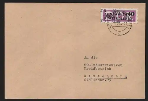 B14049 DDR ZKD Brief 1957 12 8018 Wittenberg  an HO Industriewaren