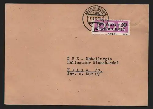 B14031 DDR ZKD Brief 1957 15 8010 Merseburg  VEB Mineralölwerk Lützkendorf an DH