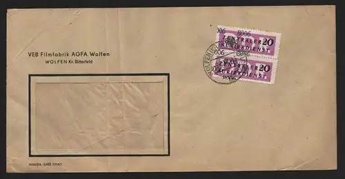 B14022 DDR ZKD Brief 1957 2x15 8006 Gräfenhainichen VEB Filmfabrik AGFA Wolfen a