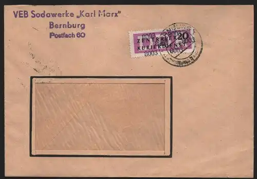 B14012 DDR ZKD Brief 1957 15 8003 Bernburg VEB Sodawerke Karl Marx  an nach Berl