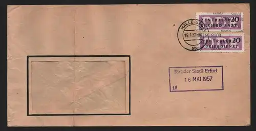 B14002 DDR ZKD Brief 1957 11 8000 Halle/Saale VEB Pumpenwerke  an Rat der Stadt