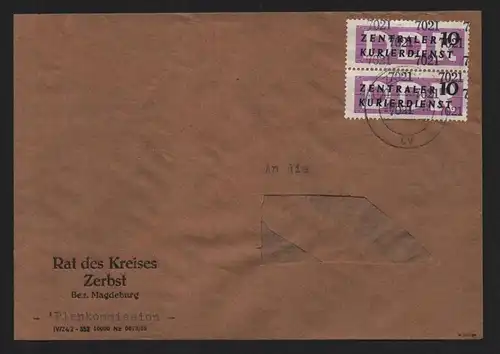 B13998 DDR ZKD Brief 1957 2x10 7021 Zerbst Rat des Kreises an nach Magdeburg