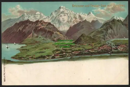 150260 AK Litho Berggesichter Brienzer - und Thuner See mit Jungfrau um 1900