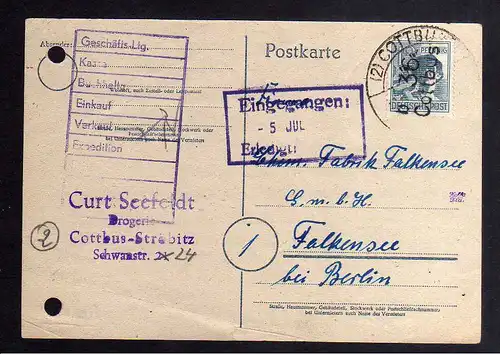 h2945 Handstempel Bezirk 36 Cottbus 12 Pfg. Postkarte gepr. BPP Auftrags Storno