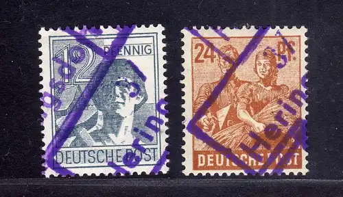 h2496 Handstempel Bezirk 37 35 Heringsdorf 12 Pfennig ** 24 Pfennig * gepr. BPP