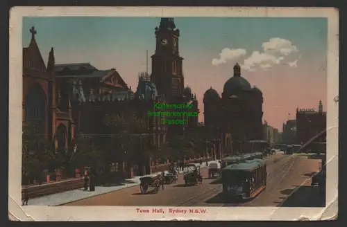 151944 AK Australien Sydney Town Hall N.S.W. 1913 nach Ruhland