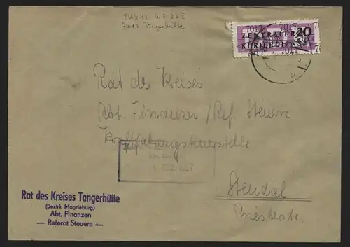 B13993 DDR ZKD Brief 1957 11 7017 Tangerhütte Rat des Kreises  an nach Stendal