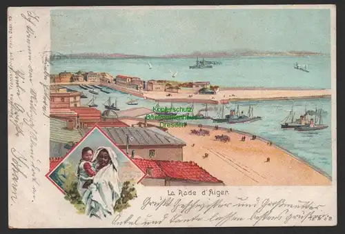 151958 AK Der Hafen von Algier Litho 1902 la rade d`alger