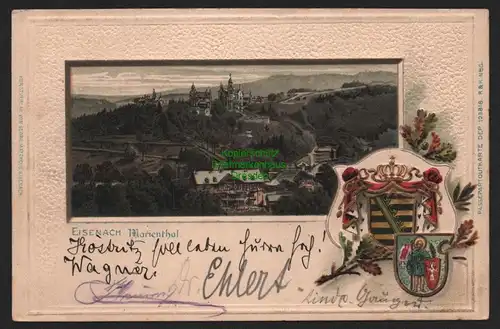 151759 AK Eisenach Marienthal 1901 Passepartout Wappen aufwändig geprägt