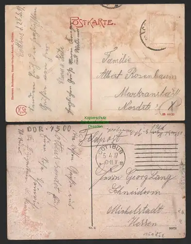 151852 2 AK Cottbus Kaiser Wilhelm Platz 1908 1917 Feldpost