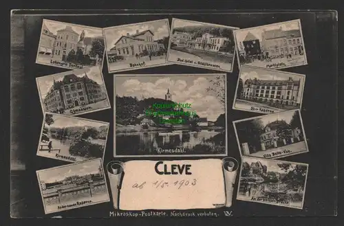 151831 AK Cleve Kleve Mikroskop Postkarte 1903 Bahnhof Gymnasium Kirmesdahl