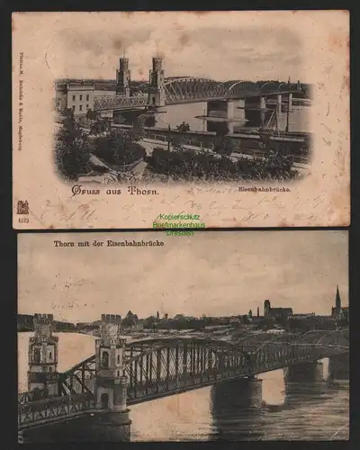 151789 2 AK Thorn Torun Eisenbahnbrücke 1899 1915