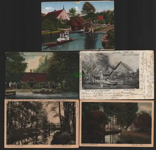 151794 5 AK Spreewald Kanno Mühle Schleuse Leipe 1904 Kaupen Lübbenau Forsthaus