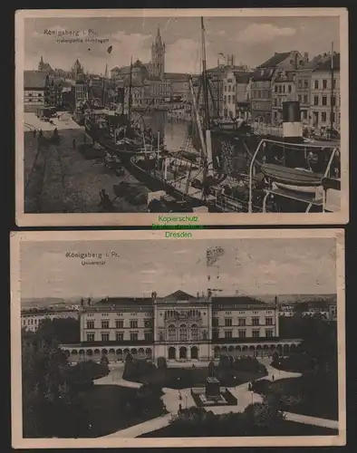 151780 2 AK Königsberg i. Pr. Hafen Hundegatt 1915 Feldpost Universität