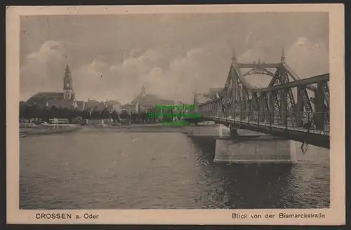 151813 AK Crossen an der Oder 1915 Blick von der Bismarckstraße Brücke Krosno Od