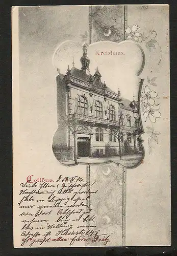 24146 AK Cottbus Kreishaus Jugendstil 1904, gelaufen 1904