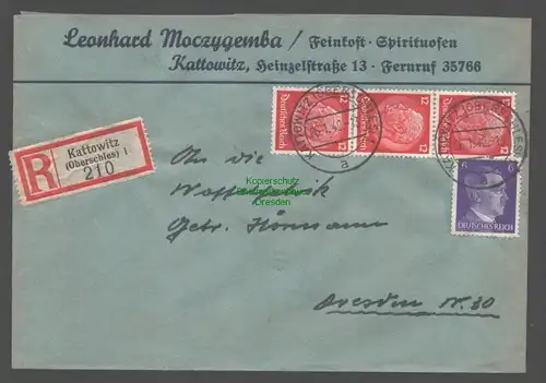 B9451 R-Brief Gebr. Hörmann A.-G. Kattowitz (Oberschles) 1 210 1942 Moczygemba