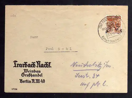 h2993 Handstempel Bezirk 37 Neustrelitz Brief gepr. Modry BPP + Arge Lieder 29.6