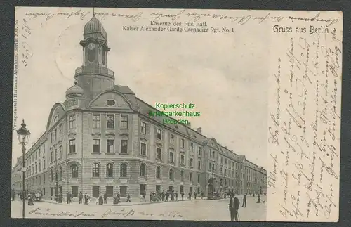 138920 AK Berlin 1903 Kaserne des Füs. Batl. Kaiser Alexander Garde Grenadier Rg