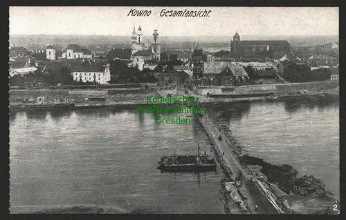 146575 AK Kaunas Kowno Litauen Gesamtansicht um 1915 Behelfsbrücke Nr. 1