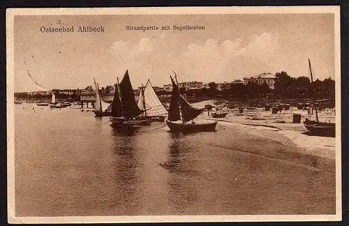 35183 AK Ostseebad Ahlbeck Strandpartie mit Segelbooten 1927